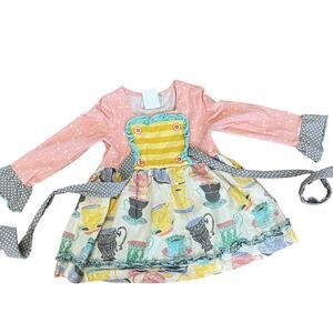 Shrimp and Grits Tea Cup Tunic Top Size XS (2-3) Apron Casual Knit Boutique